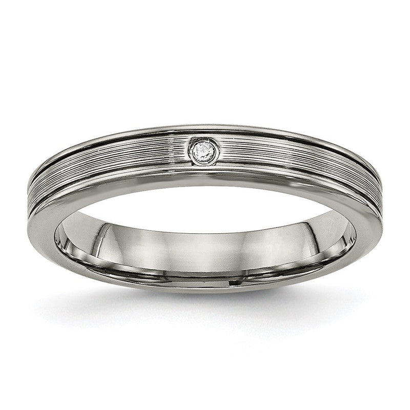 Titan Poliert mit Zirkonia 3.75mm Gerillt Komfort-Passform Ring