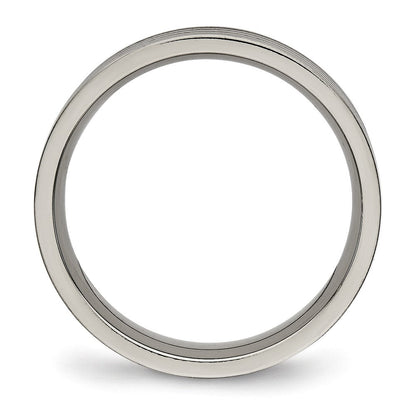 Titan Poliert 5mm Gerillt Komfort-Passform Ring