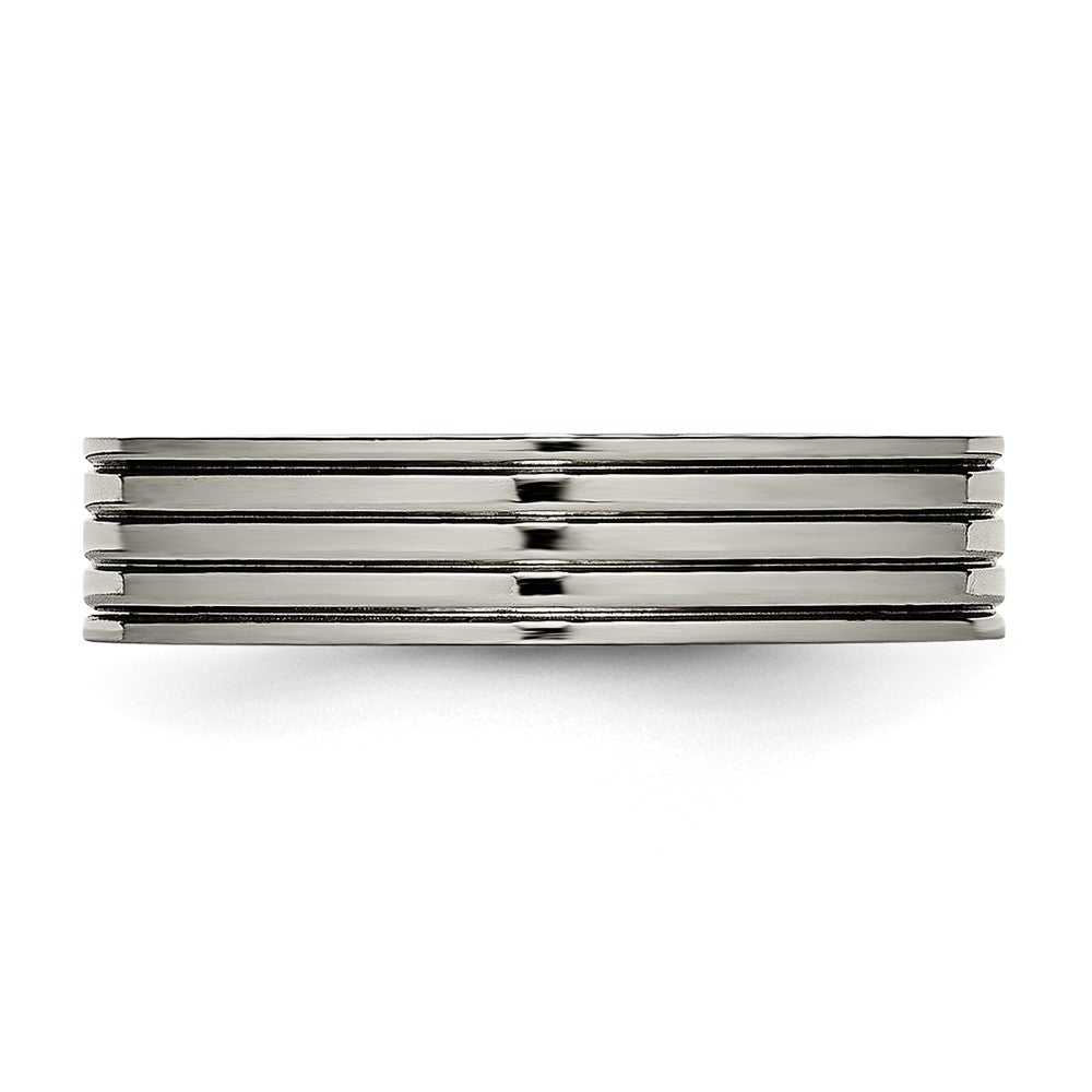 Titan Poliert 5mm Gerillt Komfort-Passform Ring