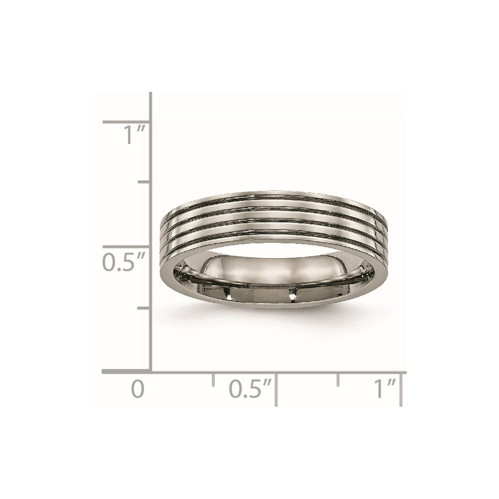Titan Poliert 5mm Gerillt Komfort-Passform Ring
