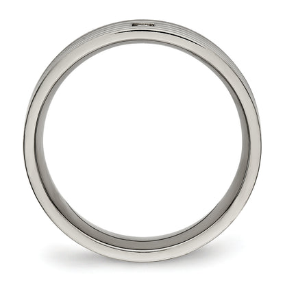 Titan Poliert Zirkonia 5mm Gerillt Komfort-Passform Ring