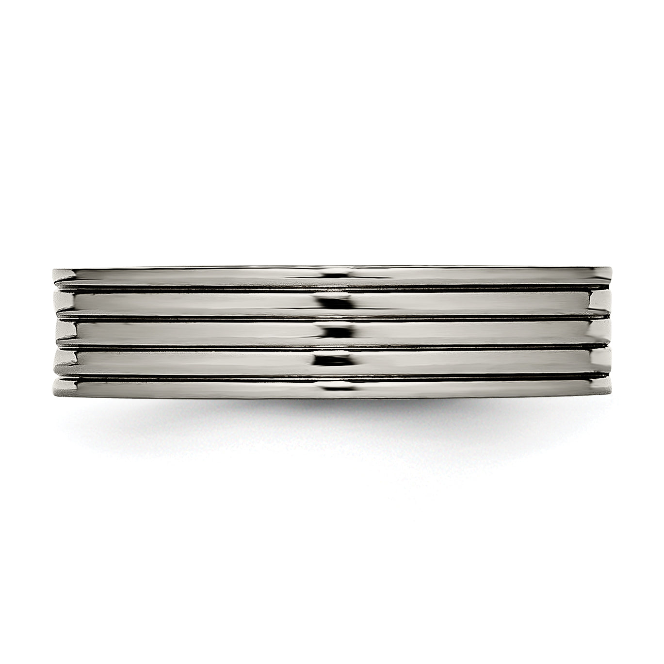 Titan Poliert Zirkonia 5mm Gerillt Komfort-Passform Ring
