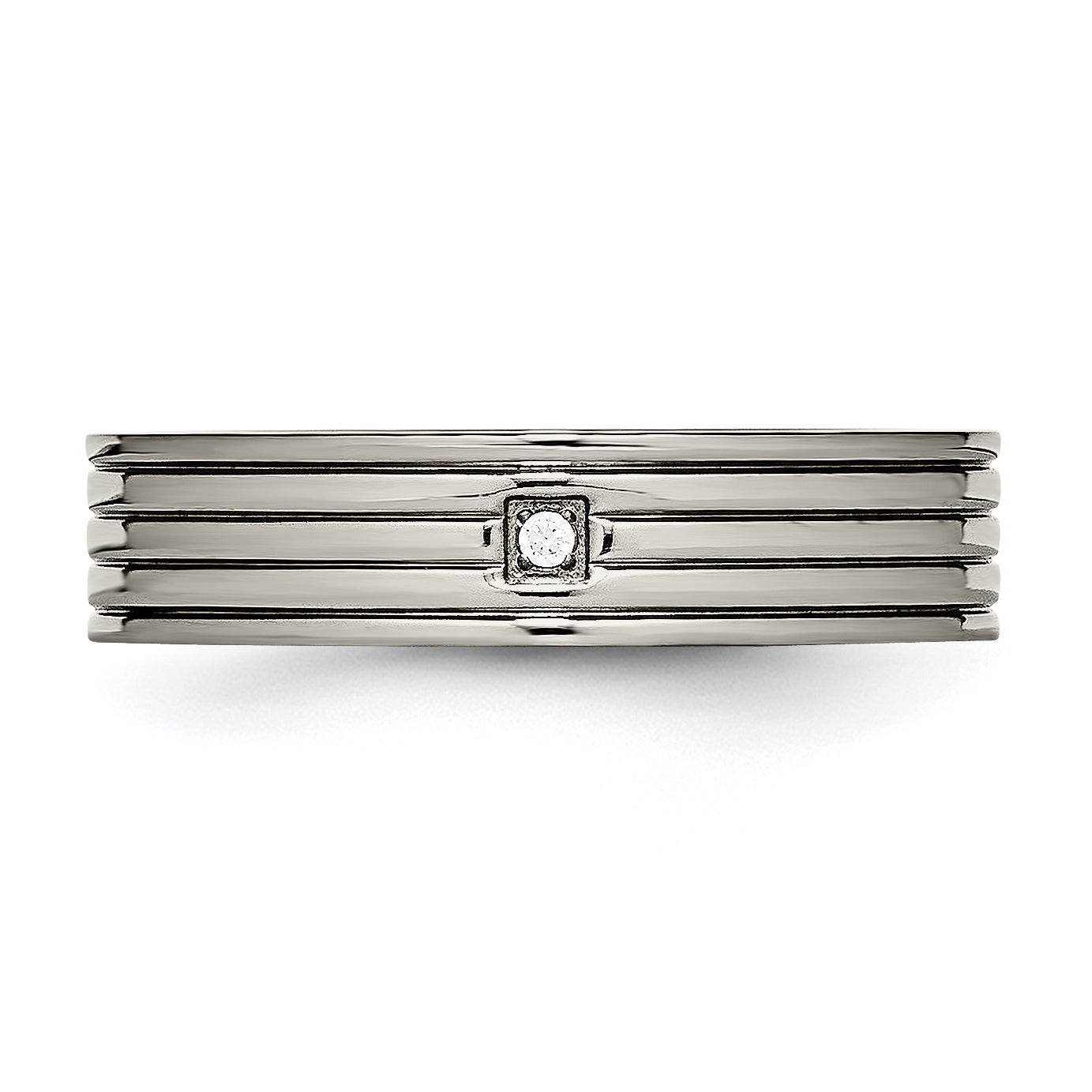 Titan Poliert Zirkonia 5mm Gerillt Komfort-Passform Ring
