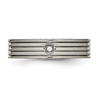 Titan Poliert Zirkonia 5mm Gerillt Komfort-Passform Ring