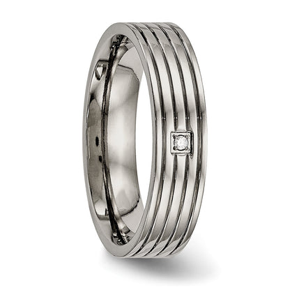 Titan Poliert Zirkonia 5mm Gerillt Komfort-Passform Ring