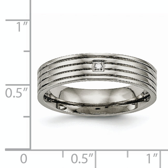 Titan Poliert Zirkonia 5mm Gerillt Komfort-Passform Ring