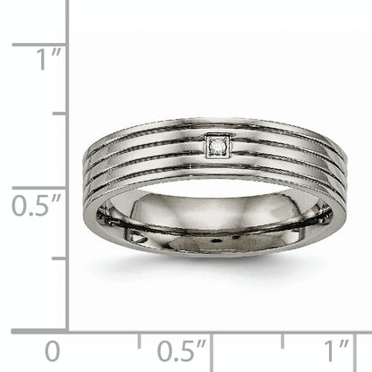 Titan Poliert Zirkonia 5mm Gerillt Komfort-Passform Ring