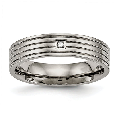 Titan Poliert Zirkonia 5mm Gerillt Komfort-Passform Ring