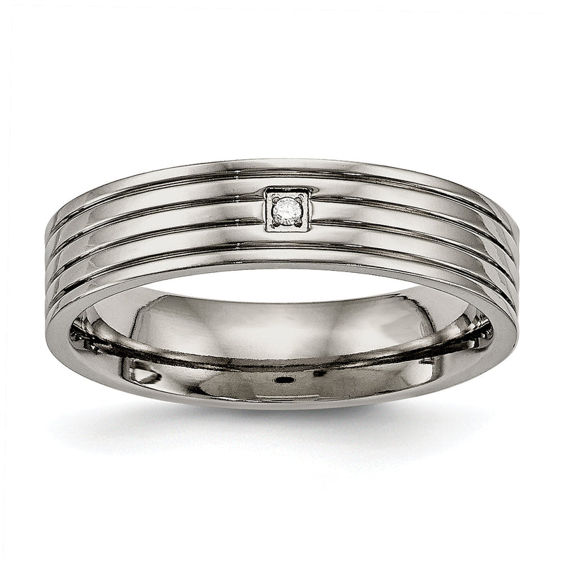 Titan Poliert Zirkonia 5mm Gerillt Komfort-Passform Ring