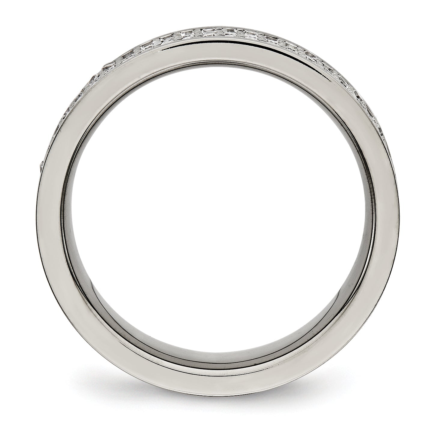 Titan Poliert mit Zirkonia 6mm Flach Ring