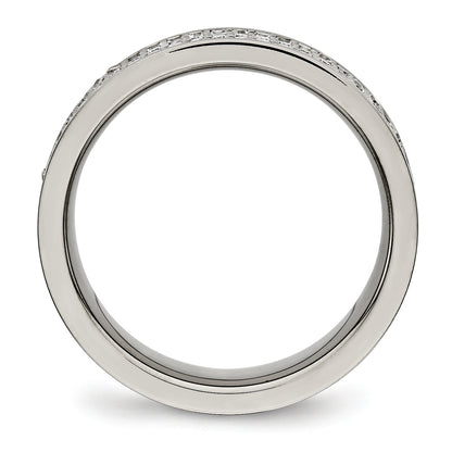 Titan Poliert mit Zirkonia 6mm Flach Ring
