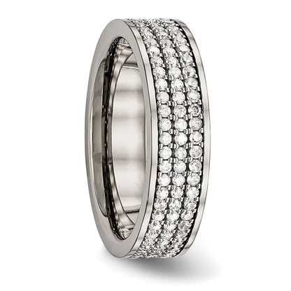 Titan Poliert mit Zirkonia 6mm Flach Ring