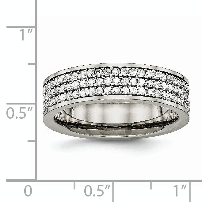 Titan Poliert mit Zirkonia 6mm Flach Ring