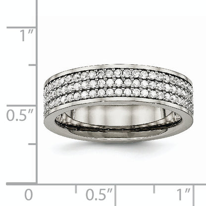 Titan Poliert mit Zirkonia 6mm Flach Ring