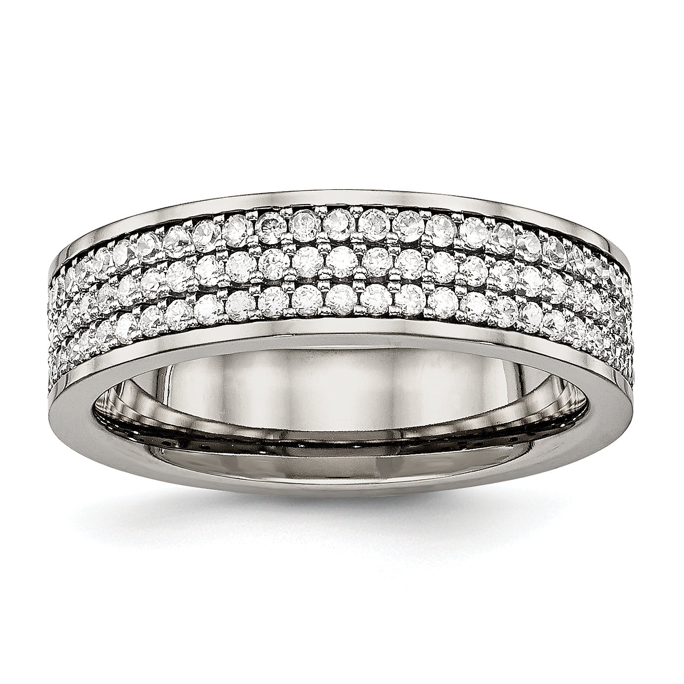 Titan Poliert mit Zirkonia 6mm Flach Ring