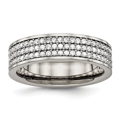 Titan Poliert mit Zirkonia 6mm Flach Ring