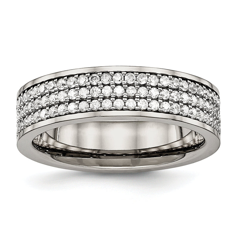 Titan Poliert mit Zirkonia 6mm Flach Ring