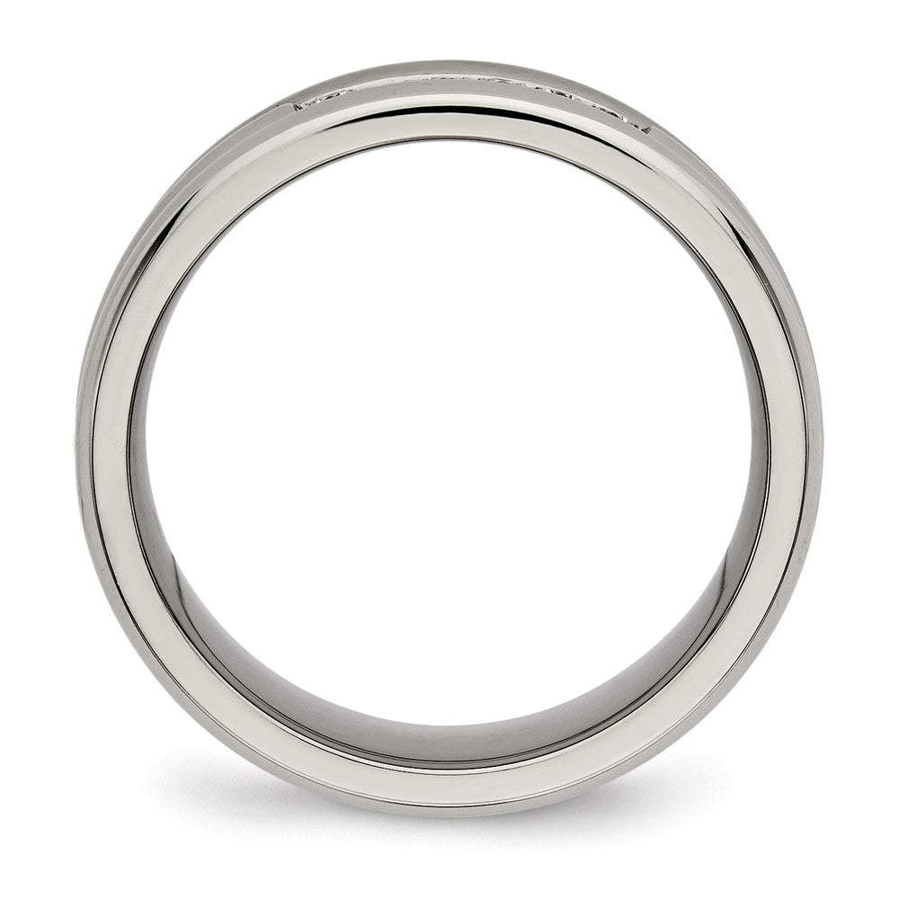 Titan Poliert mit Zirkonia 8mm Gerillt Ring