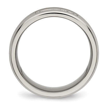 Titan Poliert mit Zirkonia 8mm Gerillt Ring