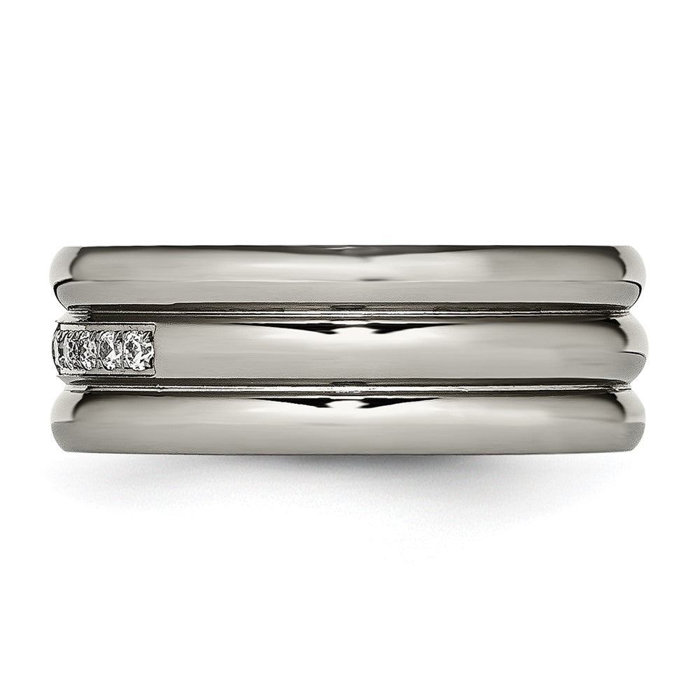 Titan Poliert mit Zirkonia 8mm Gerillt Ring