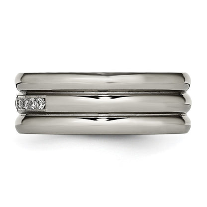 Titan Poliert mit Zirkonia 8mm Gerillt Ring