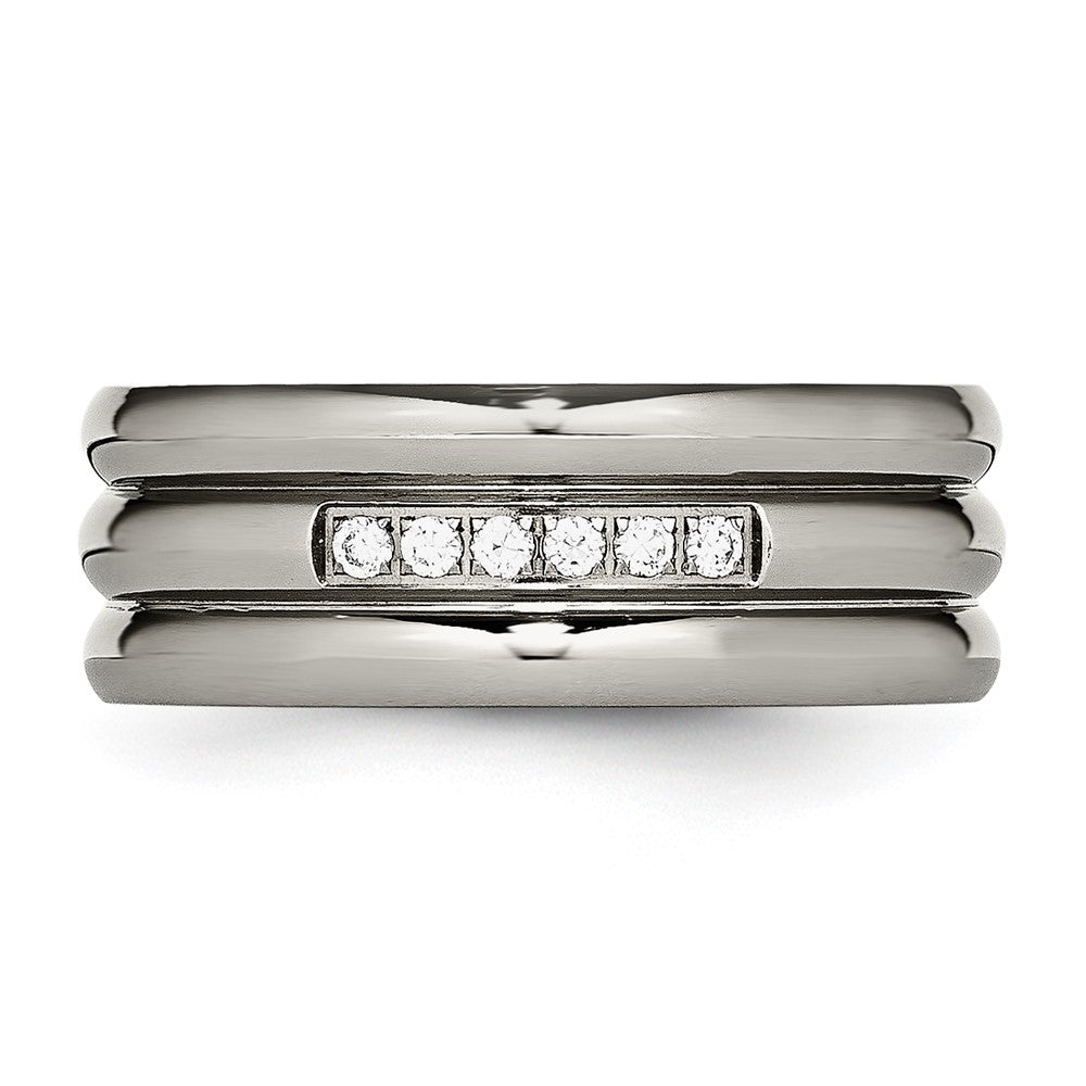 Titan Poliert mit Zirkonia 8mm Gerillt Ring