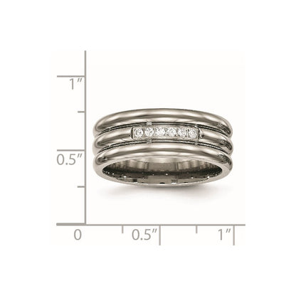 Titan Poliert mit Zirkonia 8mm Gerillt Ring