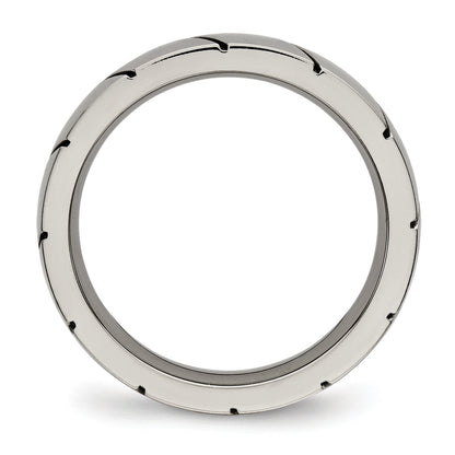Titan Poliert 4mm Gerillt Ring