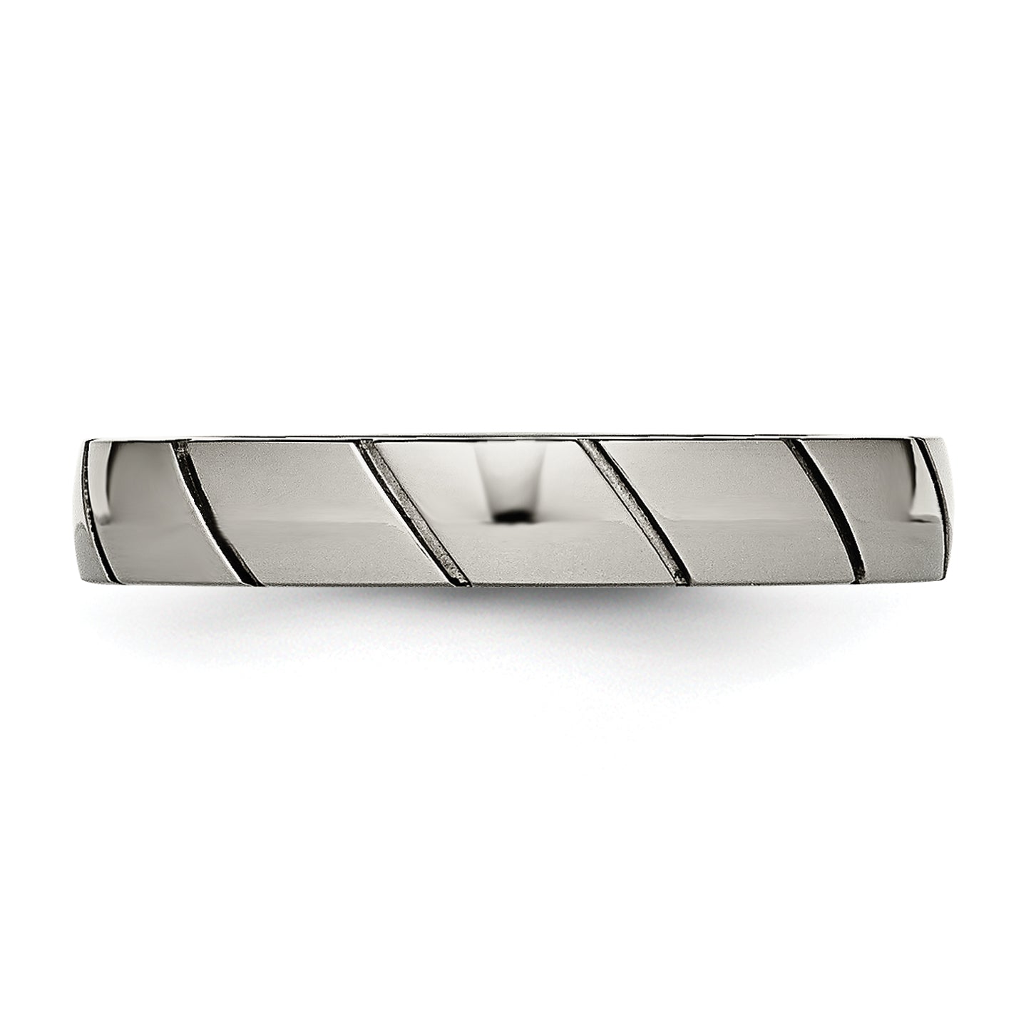 Titan Poliert 4mm Gerillt Ring