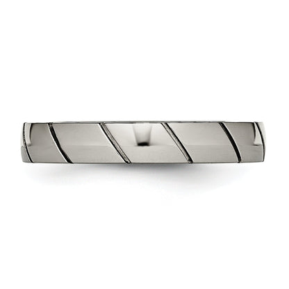 Titan Poliert 4mm Gerillt Ring