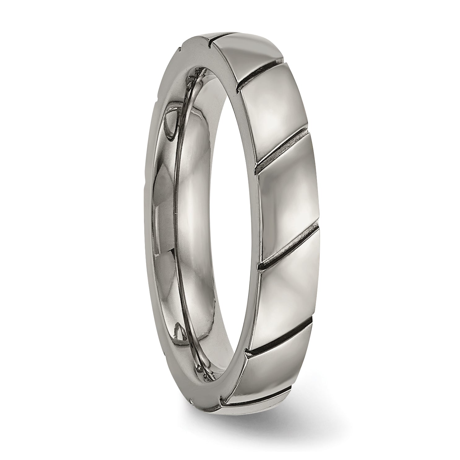 Titan Poliert 4mm Gerillt Ring
