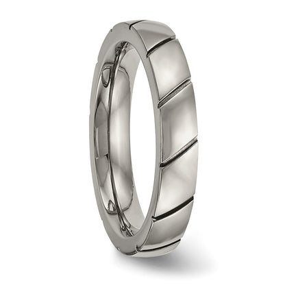 Titan Poliert 4mm Gerillt Ring