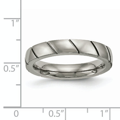 Titan Poliert 4mm Gerillt Ring