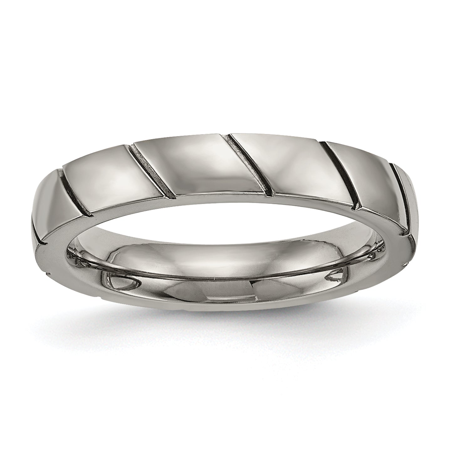 Titan Poliert 4mm Gerillt Ring