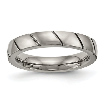 Titan Poliert 4mm Gerillt Ring