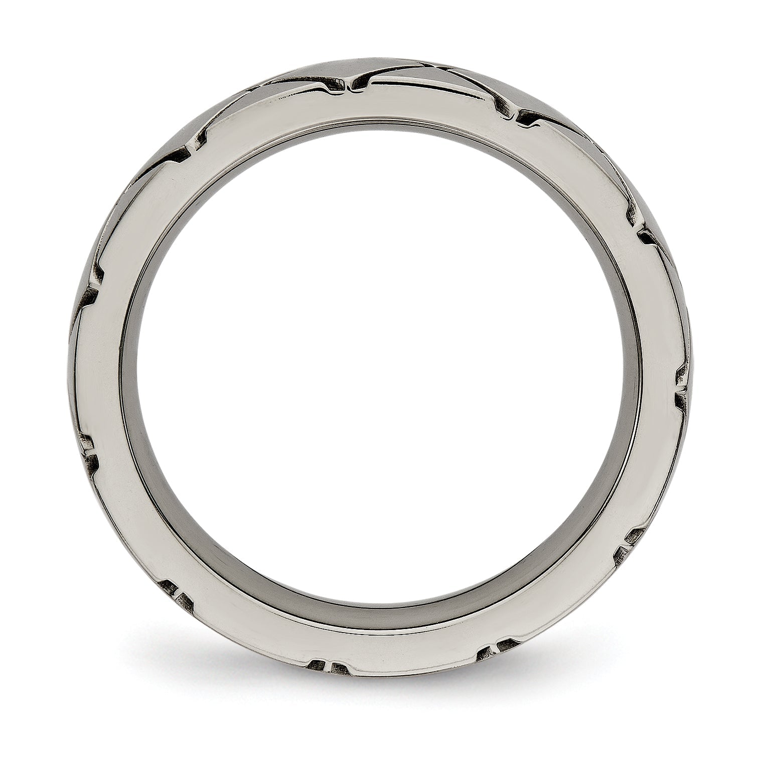 Titan Poliert Kreuz 4mm Gerillt Ring
