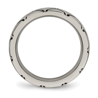 Titan Poliert Kreuz 4mm Gerillt Ring