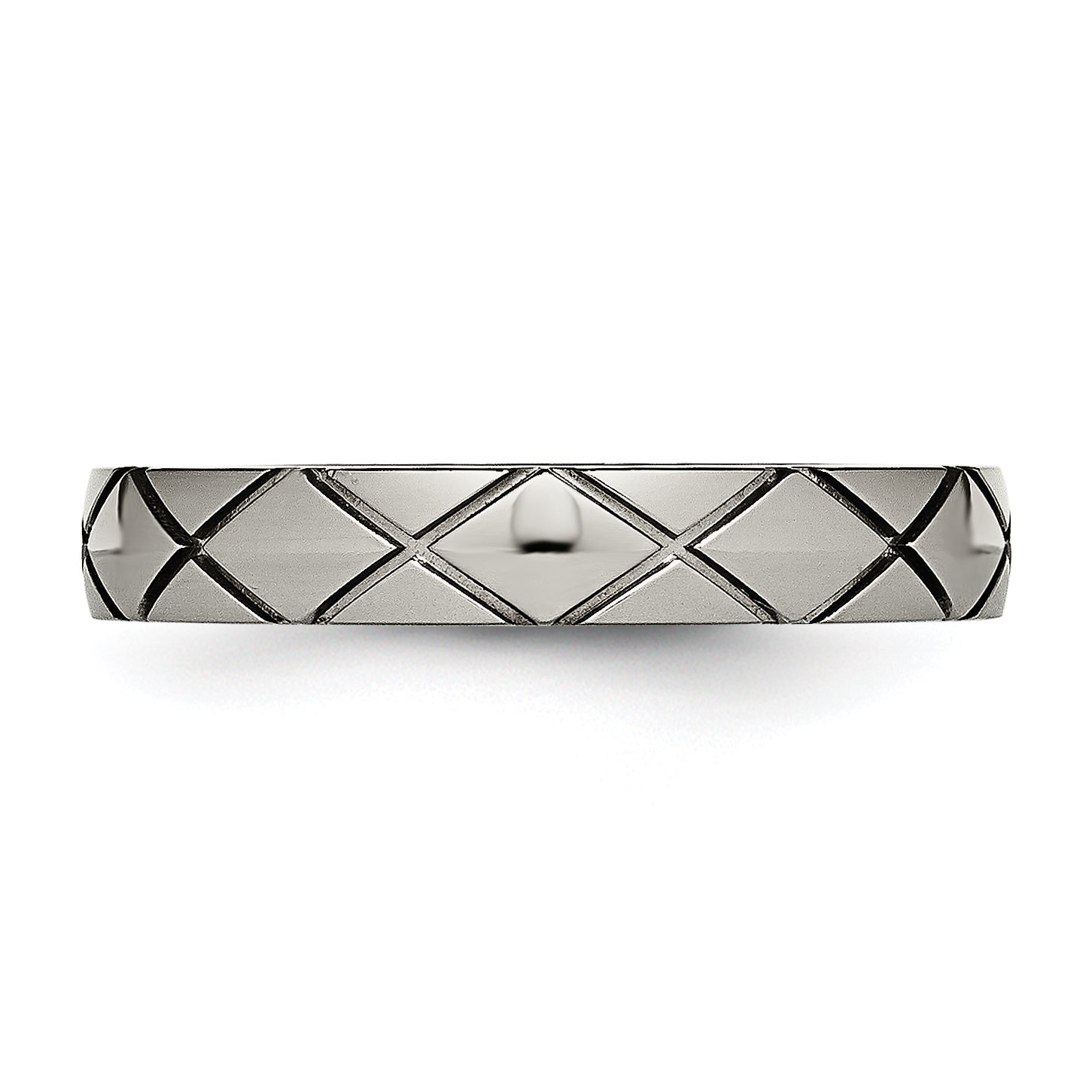 Titan Poliert Kreuz 4mm Gerillt Ring