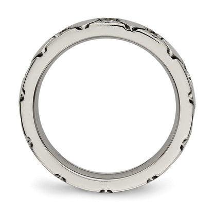 Titan Poliert mit Zirkonia Kreuz 4mm Gerillt Ring