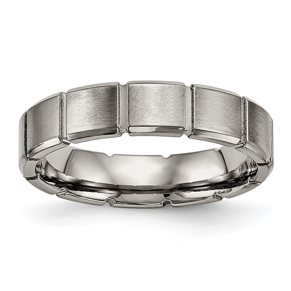 Titan Gebürstet und Poliert 5mm Gerillt Ring