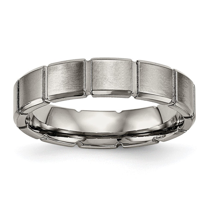 Titan Gebürstet und Poliert 5mm Gerillt Ring