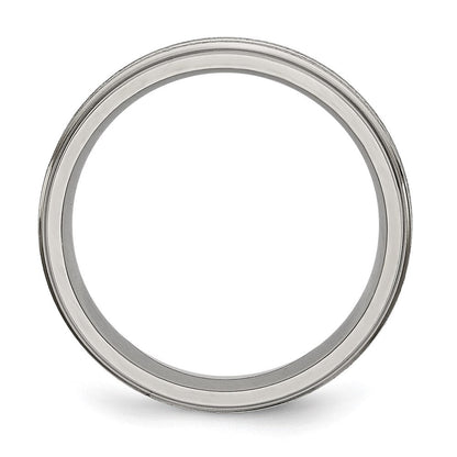 Titan Gerillt Ridged Kante 6mm Satiniert und Poliert Ring