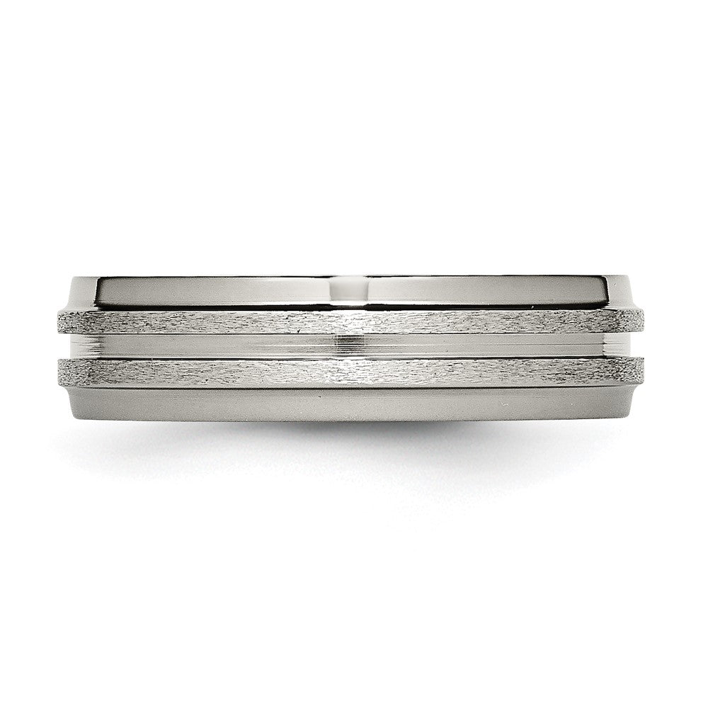 Titan Gerillt Ridged Kante 6mm Satiniert und Poliert Ring