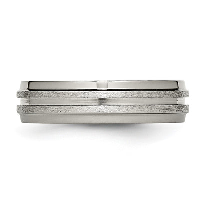 Titan Gerillt Ridged Kante 6mm Satiniert und Poliert Ring