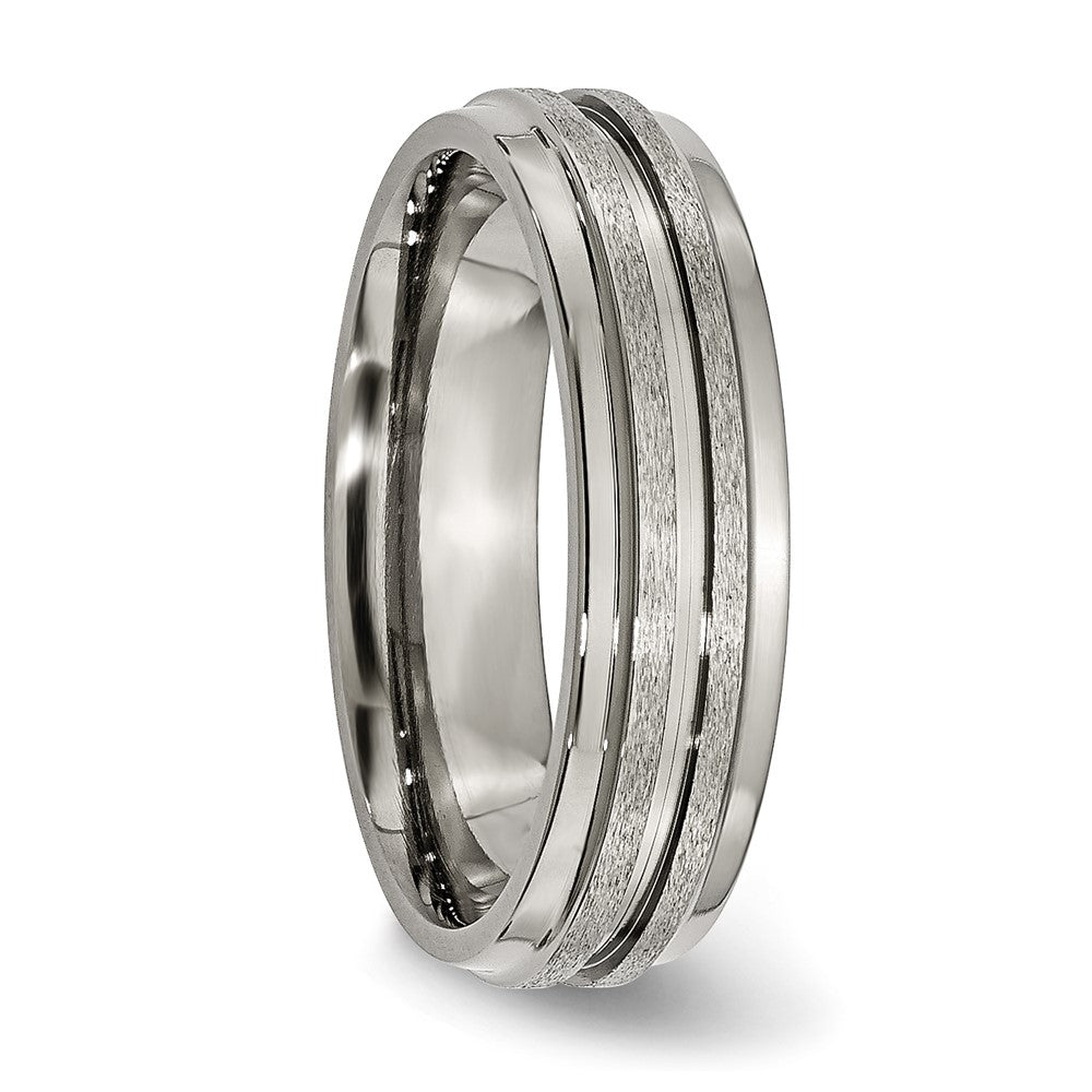 Titan Gerillt Ridged Kante 6mm Satiniert und Poliert Ring