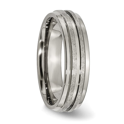Titan Gerillt Ridged Kante 6mm Satiniert und Poliert Ring