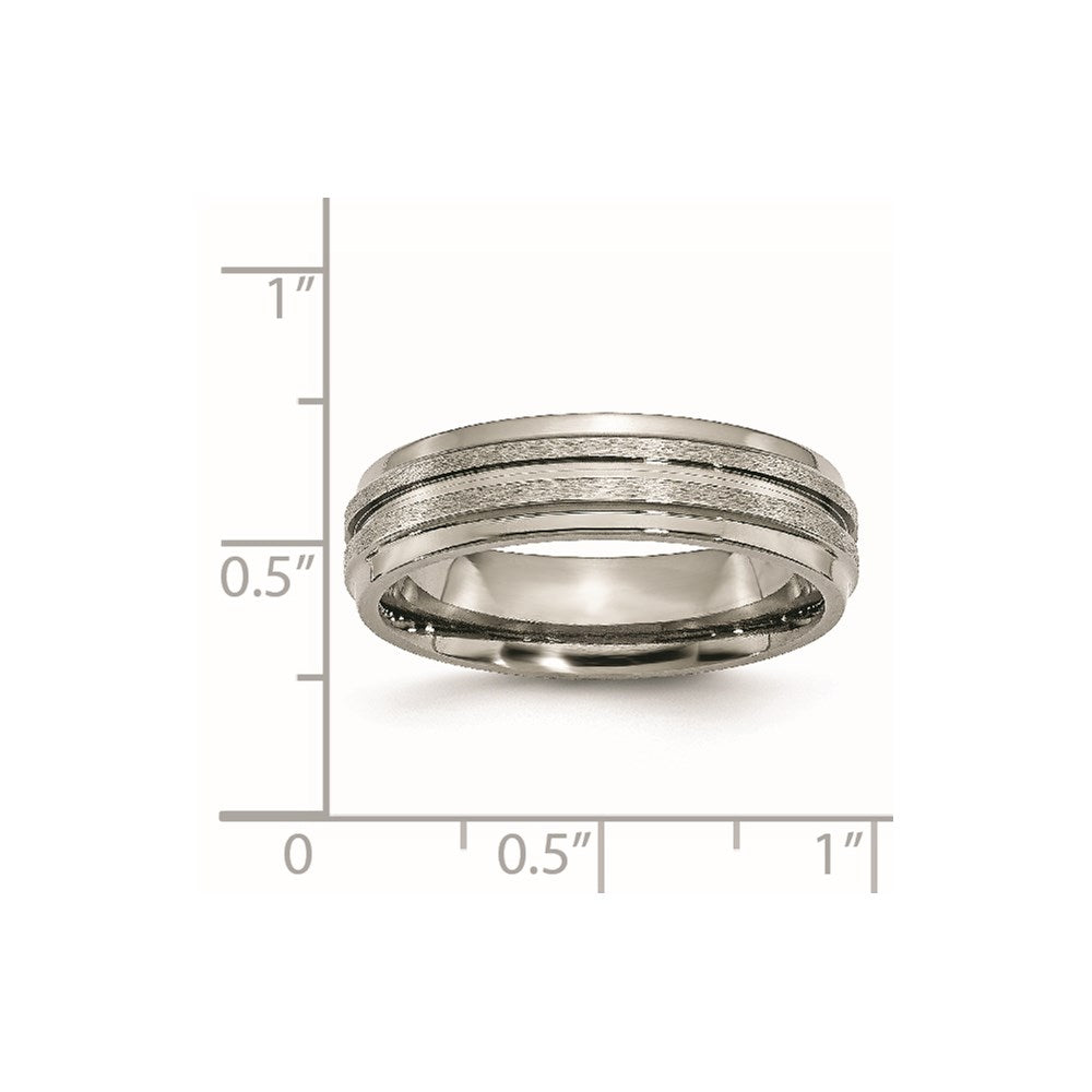 Titan Gerillt Ridged Kante 6mm Satiniert und Poliert Ring
