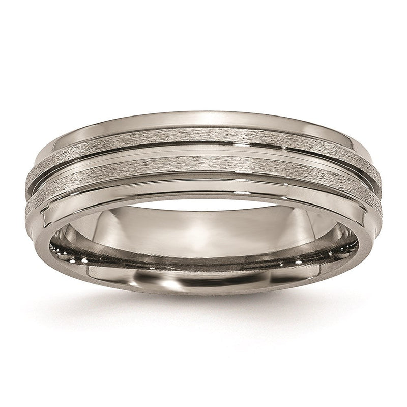 Titan Gerillt Ridged Kante 6mm Satiniert und Poliert Ring