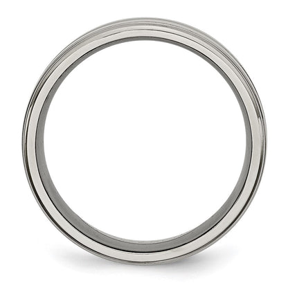 Titan Poliert 8mm Gerillt Ring