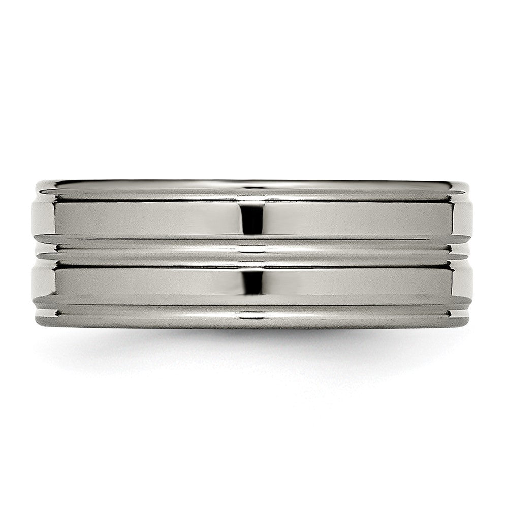 Titan Poliert 8mm Gerillt Ring